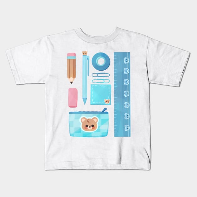 Bear School Supplies Kids T-Shirt by Lobomaravilha